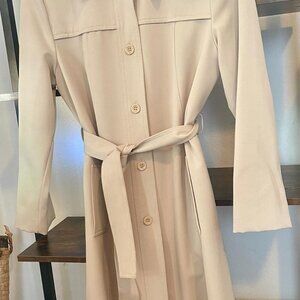 Vintage Rain Ramblers Women's Coat Ivory Long Sleeve Lined zip out Belt Button